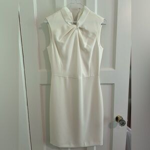 Club Monaco size 2 white twist neck dress
